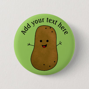 Niedlich Happy Potato, Grüner Hintergrund Personal Button