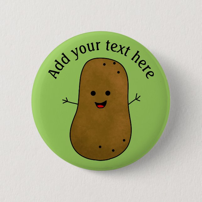 Niedlich Happy Potato, Grüner Hintergrund Personal Button (Vorderseite)