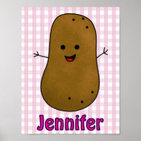 Niedlich Happy Potato Pink Gingham Custom