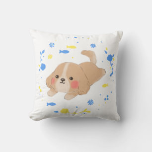 Niedlich Happy Puppy Illustration Kissen