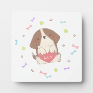 Niedlich Happy Puppy mit LUV Illustration Fotoplatte