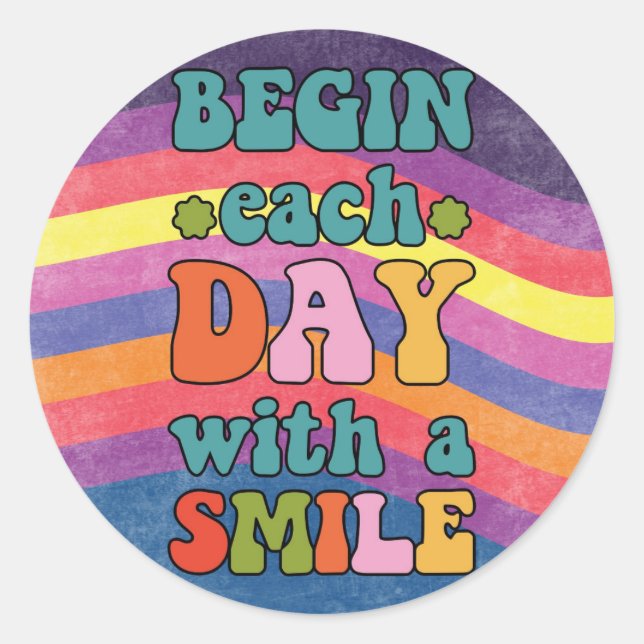 Niedlich Happy Retro Vintages Lächeln Runder Aufkleber (Vorderseite)