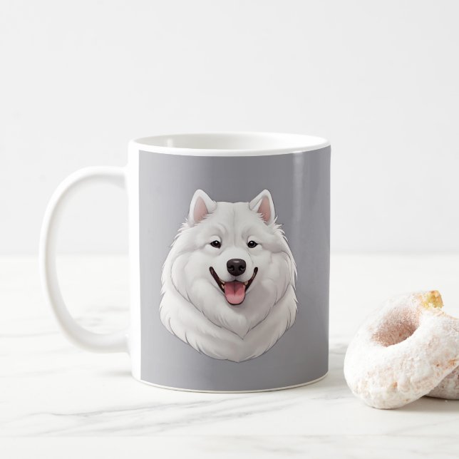 Niedlich Happy Samoyed Dog Kaffeetasse (Mit Donut)
