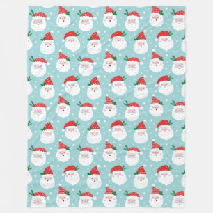 Niedlich Happy Santa Köpfe auf Minze Fleecedecke