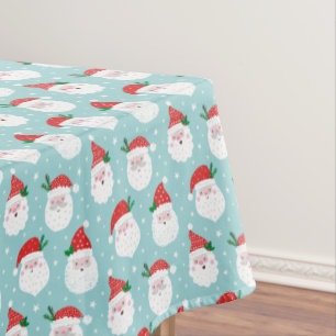 Niedlich Happy Santa Köpfe auf Minze Tischdecke