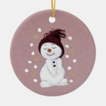 Niedlich Happy Snowman Pink Weihnachtsfest
