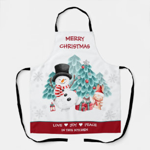 Niedlich Happy Snowman Weihnachts-Schürze Schürze