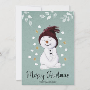 Niedlich Happy Snowman Winter Blue Weihnachten