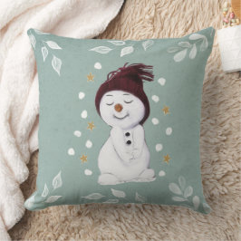 Niedlich Happy Snowman Winter Blue Weihnachten Kissen