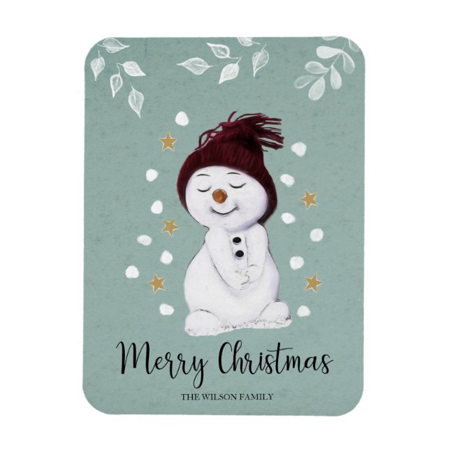 Niedlich Happy Snowman Winter Blue Weihnachten Magnet (Vertikal)