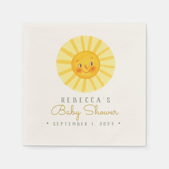Niedlich Happy Sun Baby Dusche Napkins Serviette (Vorderseite)