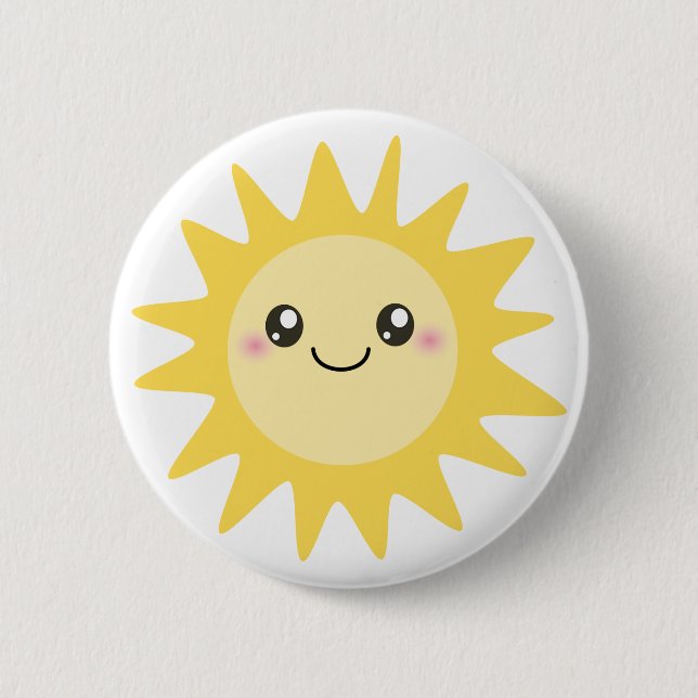 Niedlich Happy Sun Button (Vorderseite)