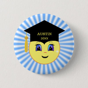 Niedlich Happy Sun Face Abschluss Button