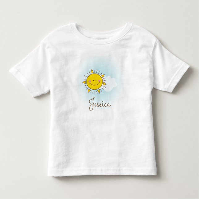 Niedlich Happy Sunshine Custom Ihren Namen hinzufü Kleinkind T-shirt (Vorderseite)