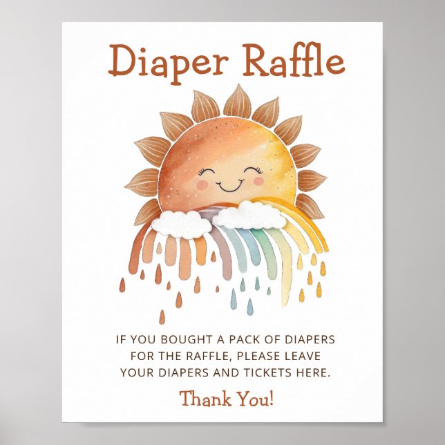 Niedlich Happy Sunshine Diaper Raffle Baby Dusche  Poster (Vorne)