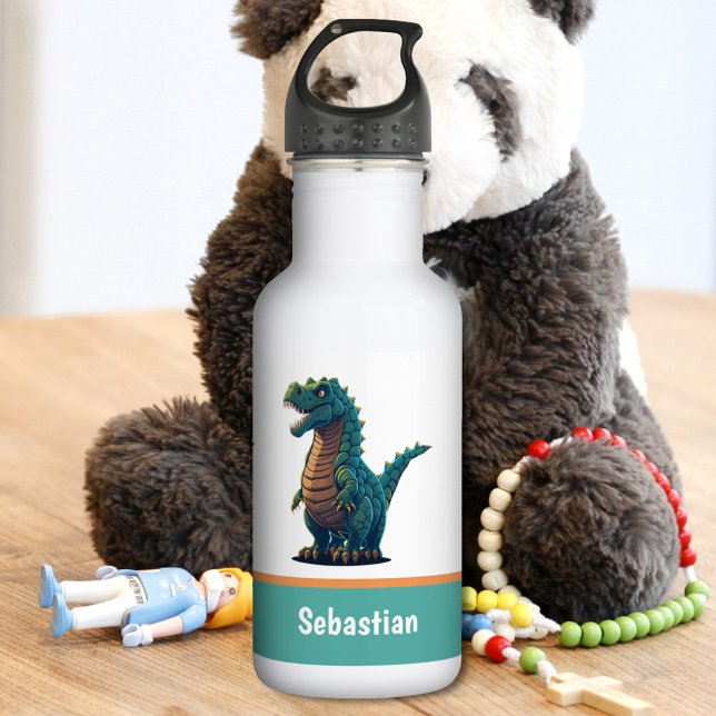 Niedlich Happy T-Rex Tyrannosaurus Rex Dinosaur Edelstahlflasche (Von Creator hochgeladen)