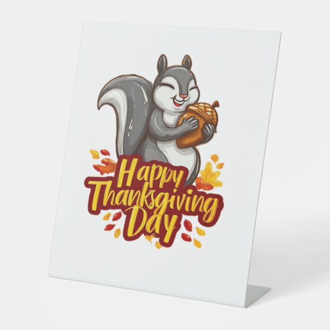 Niedlich Happy Thanksgiving Squirrel Classic T - S Sockelschild (Vorderseite)