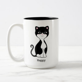 Niedlich Happy Tuxedo Cat Zweifarbige Tasse