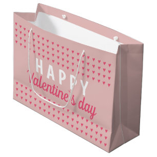 Niedlich Happy Valentine Day Pink Heart Pattern Große Geschenktüte