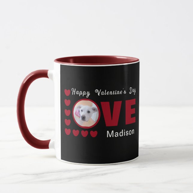 Niedlich Happy Valentines Day Hunde Liebe Herz Rot Tasse (Links)