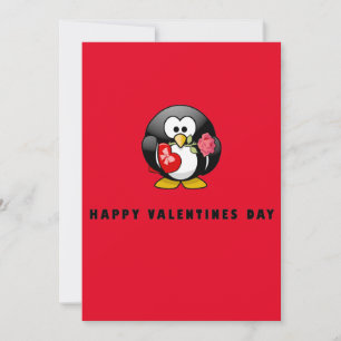 Niedlich Happy Valentines Day Pinguin Bird Flat Ca
