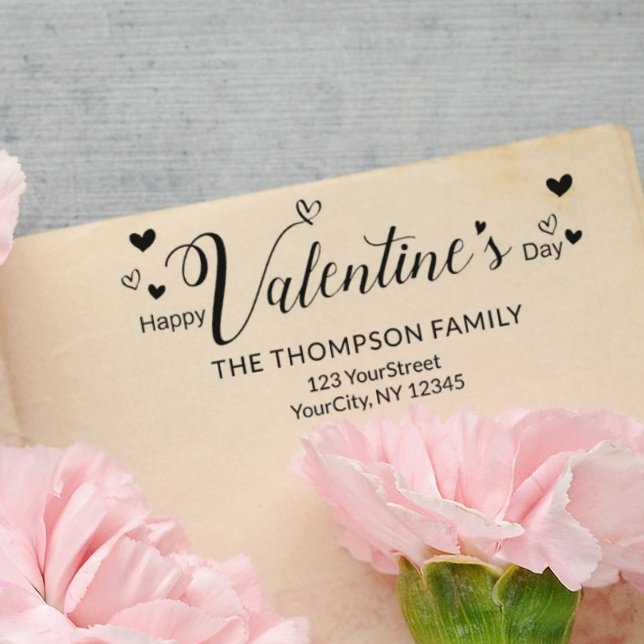 Niedlich Happy Valentines Day Typografy Address Permastempel (Von Creator hochgeladen)