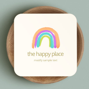 Niedlich Happy Watercolor Rainbow Square Business Quadratische Visitenkarte