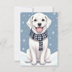 Niedlich Happy White Dog Flat Danke Karte