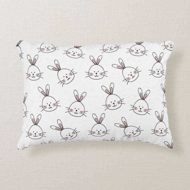 Niedlich Happy White Oaster Bunny Dekokissen (Vorderseite)