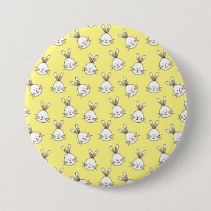 Niedlich Happy White Oaster Bunny Pattern Button