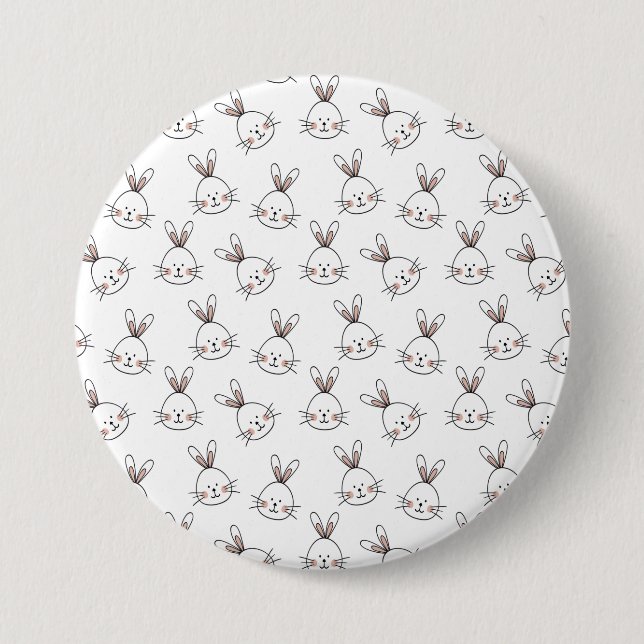 Niedlich Happy White Oaster Bunny Pattern Button (Vorderseite)