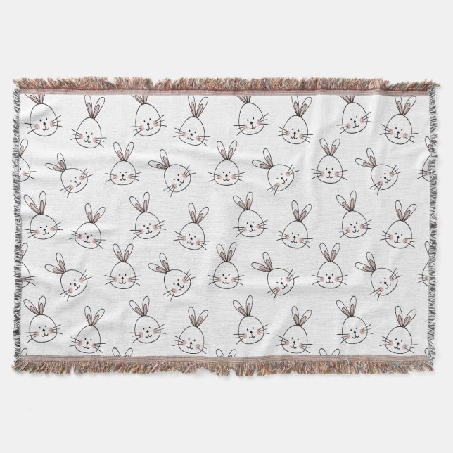 Niedlich Happy White Oaster Bunny Pattern Decke (Vorderseite)