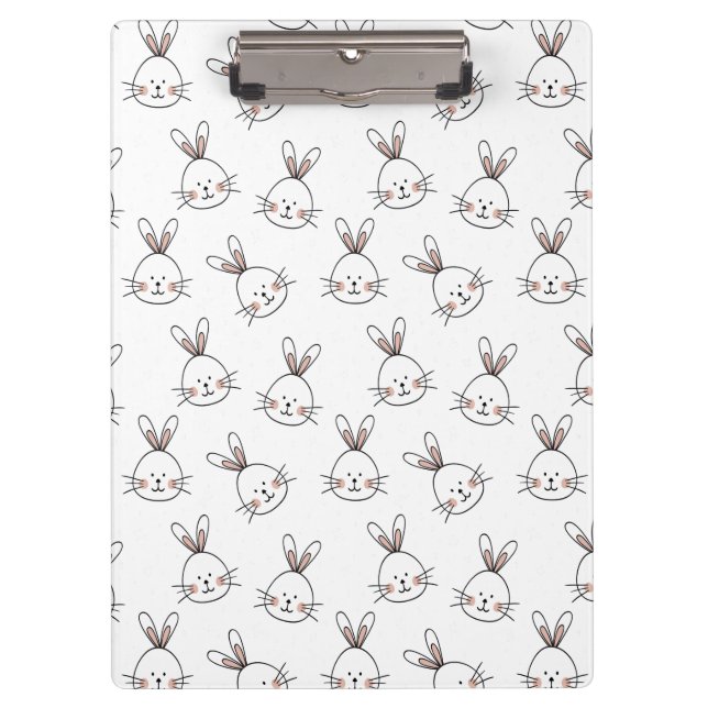 Niedlich Happy White Oaster Bunny Pattern Klemmbrett (Vorderseite)