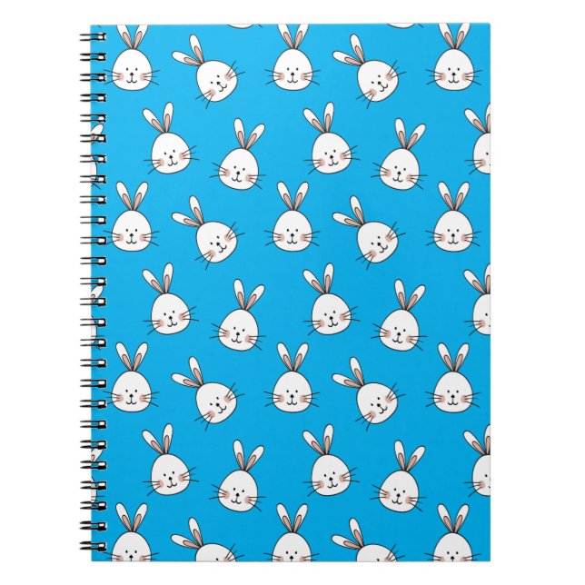 Niedlich Happy White Oaster Bunny Pattern Notizblock (Vorderseite)