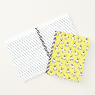 Niedlich Happy White Oaster Bunny Pattern Notizbuch