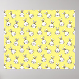 Niedlich Happy White Oaster Bunny Pattern Poster