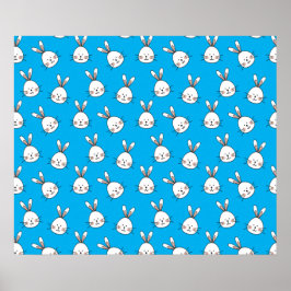 Niedlich Happy White Oaster Bunny Pattern Poster