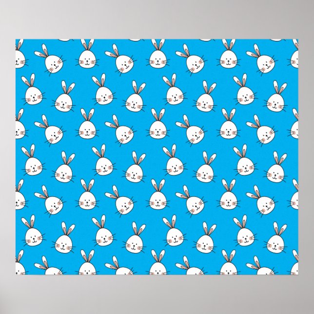Niedlich Happy White Oaster Bunny Pattern Poster (Vorne)