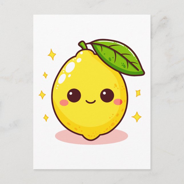 Niedlich Happy Yellow Lemon Postkarte (Vorderseite)