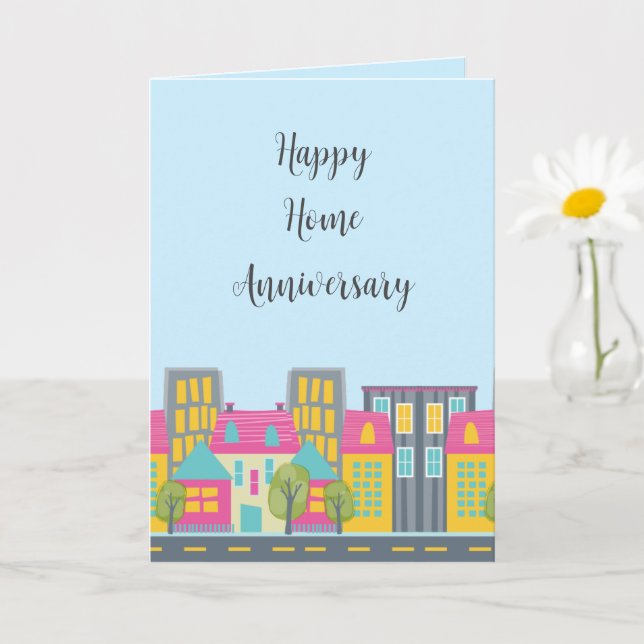 Niedlich Happy Zuhause Anniversary Realtor Card Karte (Kleine Pflanze)