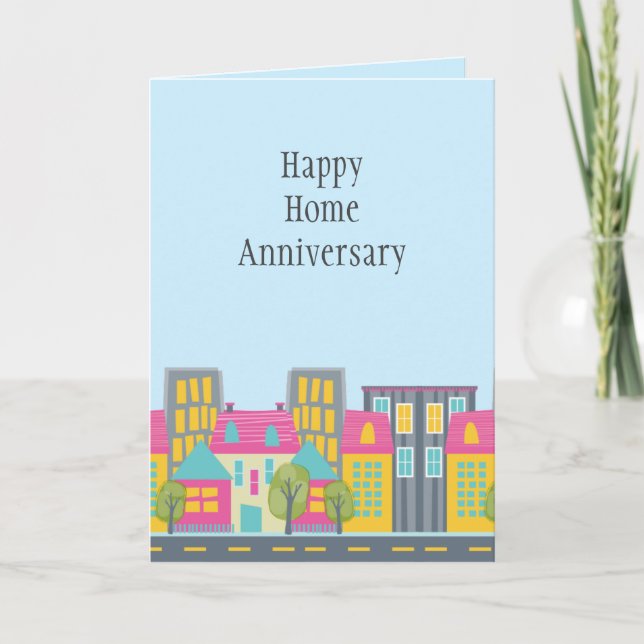 Niedlich Happy Zuhause Anniversary Realtor Karte (Vorderseite)