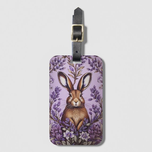Niedlich Hare with Lavender William Morris Inspiri Gepäckanhänger (Vorderseite Vertikal)