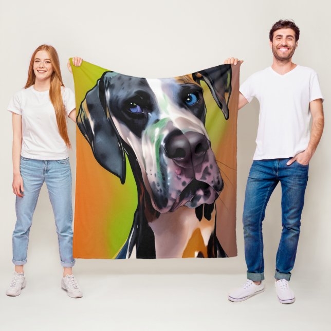 Niedlich Harlequin Great Dane Fleecedecke (Beispiel)