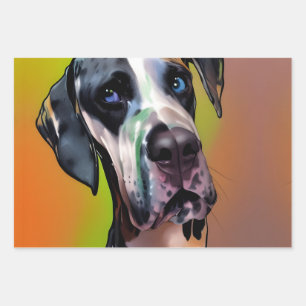 Niedlich Harlequin Great Dane Geschenkpapier Set