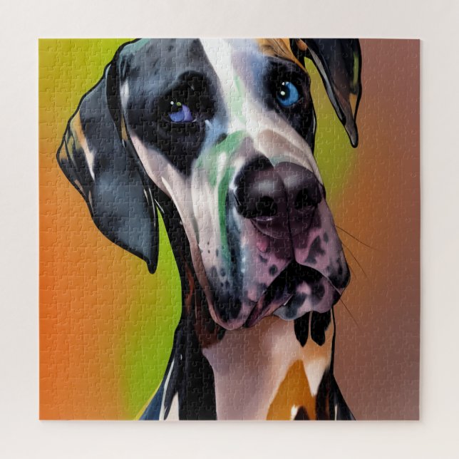 Niedlich Harlequin Great Dane Puzzle (Vertikal)