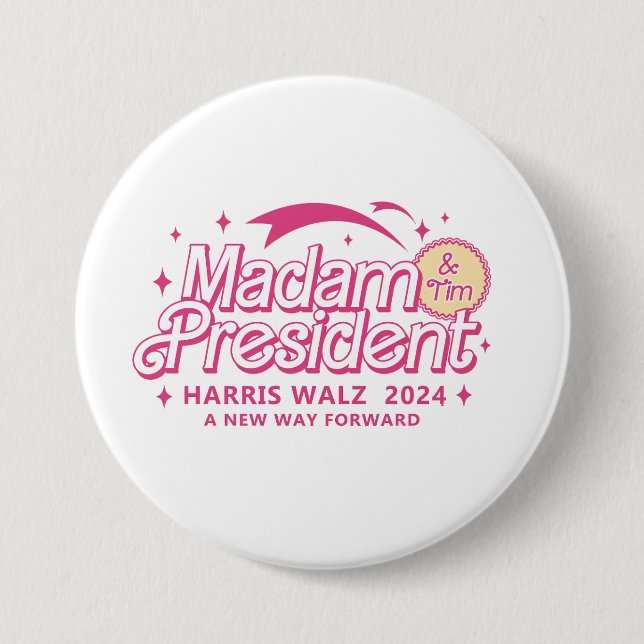Niedlich Harris Walz Trendy Election Niedlich Pink Button (Vorderseite)