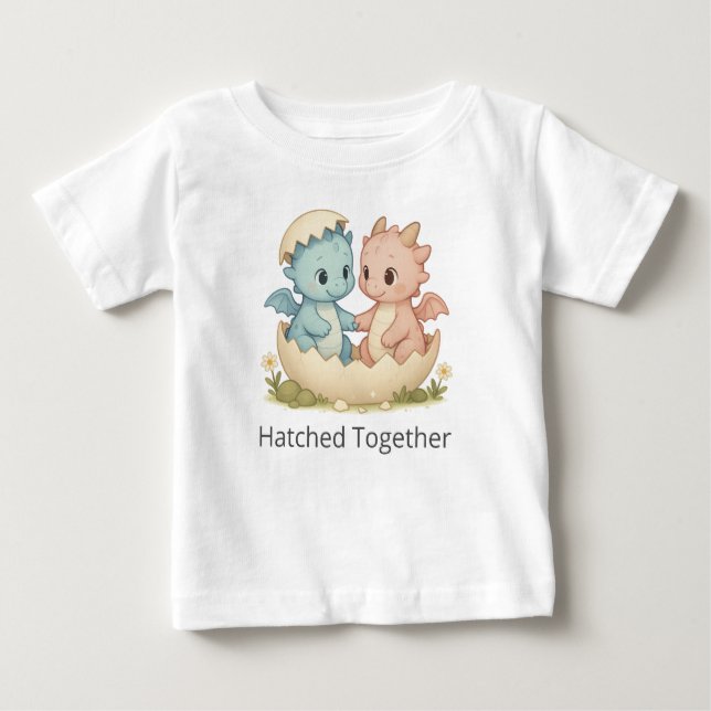 Niedlich Hatted Together Twin Baby Dragons T - Shi Baby T-shirt (Vorderseite)