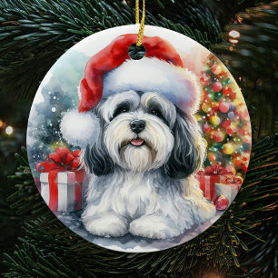 Niedlich Havanese Dog Aquarell Weihnachten Keramik Ornament