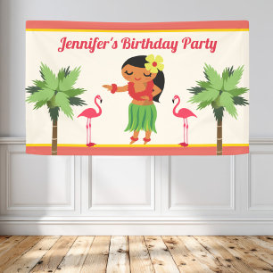 Niedlich Hawaiian Hula Girl Luau Geburtstagsparty Banner