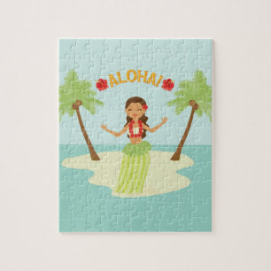 Niedlich Hawaiian Luau Hula Girl Puzzle